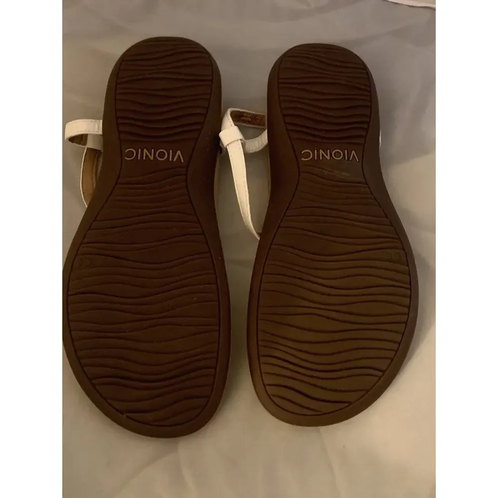 Women’s White Vionic Miami Arch Support Sandal Metal Podiatrist Design Size 9